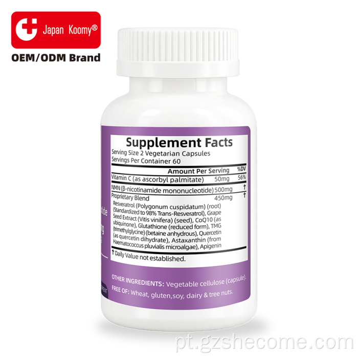 Shecome NMN Cápsulas Antienvelhecimento com Resveratrol